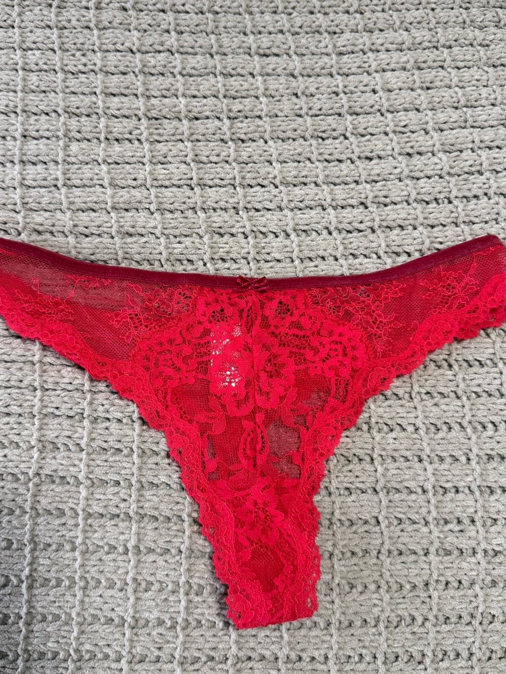 Victoria's Secret Red Lace Thong - Floral Lace